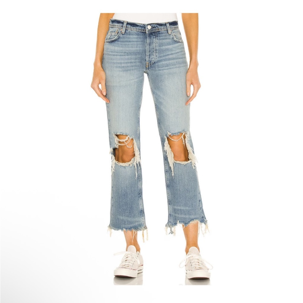 Free People Maggie mid-rise straight-leg distressed Jeans Size 27 - Picture 2 of 10